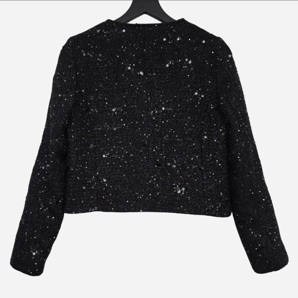 NWT Zara Metallic Tweed Sequin Cropped Blazer – Chanel Vibes – XS - Picture 4 of 11